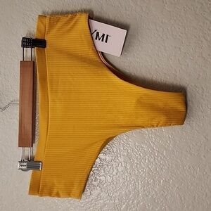 YMI Dandelion Ribbed High Waist Cheeky Bikini Bottoms